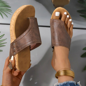 PU Leather Wedge Sandals  (multiple color options)