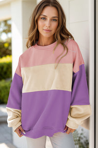 Color Block Round Neck Long Sleeve Sweatshirt (multiple color options)