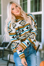 Load image into Gallery viewer, Geometric Round Neck Long Sleeve Sweater
