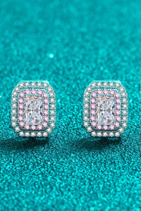 All Eyes On Her 1 Carat Moissanite and Zircon Contrast Geometric Stud Earrings