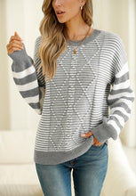 Load image into Gallery viewer, Striped Round Neck Dropped Shoulder Sweater (multiple color options)
