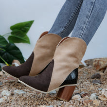 Load image into Gallery viewer, Suede Square Toe Block Heel Boots  (multiple color options)
