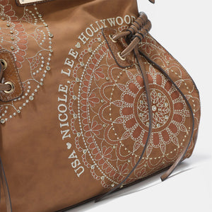 Nicole Lee USA Side Braided Tassel Inlaid Rhinestone Embroidery Hobo Bag  (multiple color options)