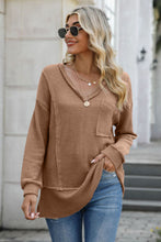 Load image into Gallery viewer, Exposed Seam V-Neck Long Sleeve Top (multiple color options)
