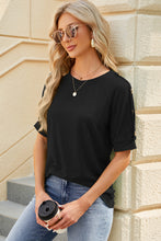 Load image into Gallery viewer, Button Bliss Round Neck Short Sleeve Top (multiple color options)
