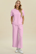 Load image into Gallery viewer, Texture Round Neck Short Sleeve Top and Pants Set  (multiple color options)
