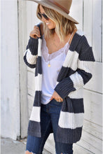 Load image into Gallery viewer, Contrast Stripes Open Front Long Sleeve Cardigan
