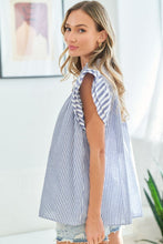 Load image into Gallery viewer, Striped Flutter Sleeve Blouse
