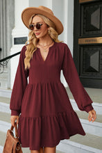 Load image into Gallery viewer, Notched Neck Long Sleeve Mini Dress (multiple color options)
