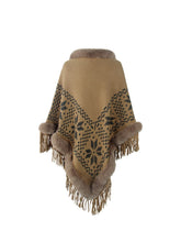 Load image into Gallery viewer, Fringe Geometric Cape Sleeve Poncho (multiple color options)
