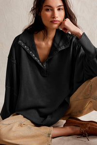 Exposed Seam Side Slit Long Sleeve Sweatshirt (multiple color options)