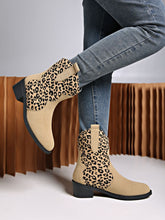 Load image into Gallery viewer, Leopard Suede Block Heel Boots (2 color options)
