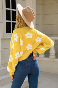 Floral Open Front Fuzzy Cardigan (multiple color options)