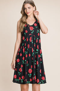 Floral Ruched Tank Dress