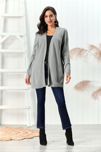 Cable-Knit Open Front Long Sleeve Cardigan (multiple color options)