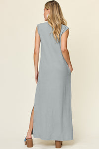 Texture Mock Neck Sleeveless Maxi Dress (multiple color options)