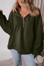 Load image into Gallery viewer, Pocketed Half Zip Dropped Shoulder Hoodie (multiple color options)
