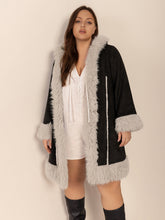 Load image into Gallery viewer, Fuzzy Trim Open Front Long Sleeve Hooded Coat
