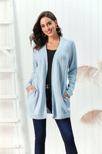 Cable-Knit Open Front Long Sleeve Cardigan (multiple color options)