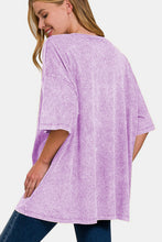 Load image into Gallery viewer, Washed Round Neck Drop Shoulder Oversized T-Shirt in Pink/Purple
