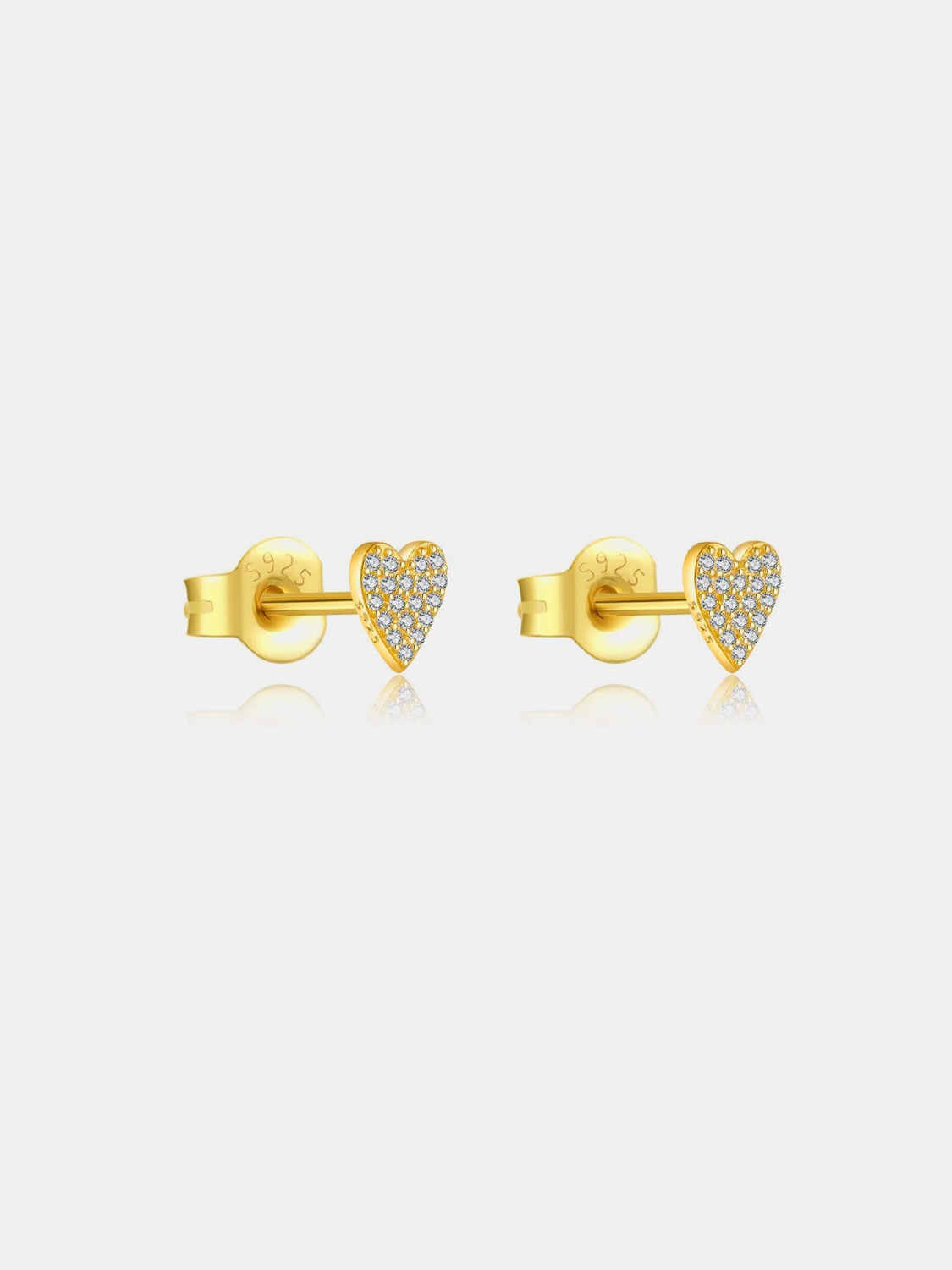 925 Sterling Silver Zircon Heart Stud Earrings (gold or silver)