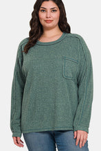 Load image into Gallery viewer, Contrast Stitching Brushed Ribbed Hacci Knit Top in Ash Jade
