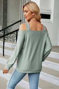 Cold Shoulder Square Neck Cutout Blouse (multiple color options)