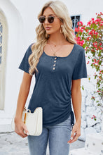 Load image into Gallery viewer, Ruched Square Neck Short Sleeve Top (multiple color options)
