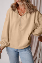 Load image into Gallery viewer, Pocketed Half Zip Dropped Shoulder Hoodie (multiple color options)
