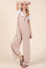 Load image into Gallery viewer, Knot Straps Wide Leg Ribbed Overalls with Pockets in Dust Storm
