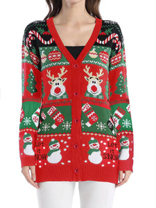 Reindeer Button Up Long Sleeve Cardigan (multiple color options)