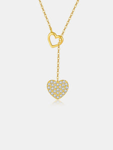 925 Sterling Silver Inlaid Zircon Heart Necklace (gold or silver)