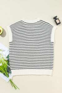 Striped Round Neck Cap Sleeve Sweater (multiple color options)