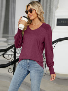 V-Neck Lantern Sleeve Top (multiple color options)