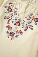 Load image into Gallery viewer, Embroidered Notched Long Sleeve Blouse
