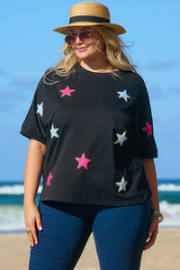 Star Round Neck Half Sleeve T-Shirt