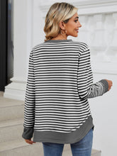 Load image into Gallery viewer, Striped Round Neck Long Sleeve Sweatshirt (multiple color options)
