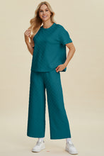 Load image into Gallery viewer, Texture Round Neck Short Sleeve Top and Pants Set  (multiple color options)
