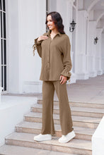 Load image into Gallery viewer, Drawstring Flounce Sleeve Shirt and Pants Set (multiple color options)
