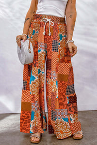 Drawstring Printed Wide Leg Pants (multiple color/print options)