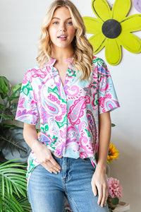 Paisley Print Short Sleeve Top