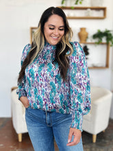 Load image into Gallery viewer, Printed Smocked Long Sleeve Blouse
