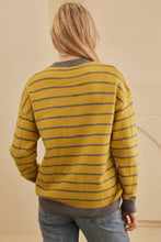 Load image into Gallery viewer, Flower Stripe Round Neck Long Sleeve Sweater
