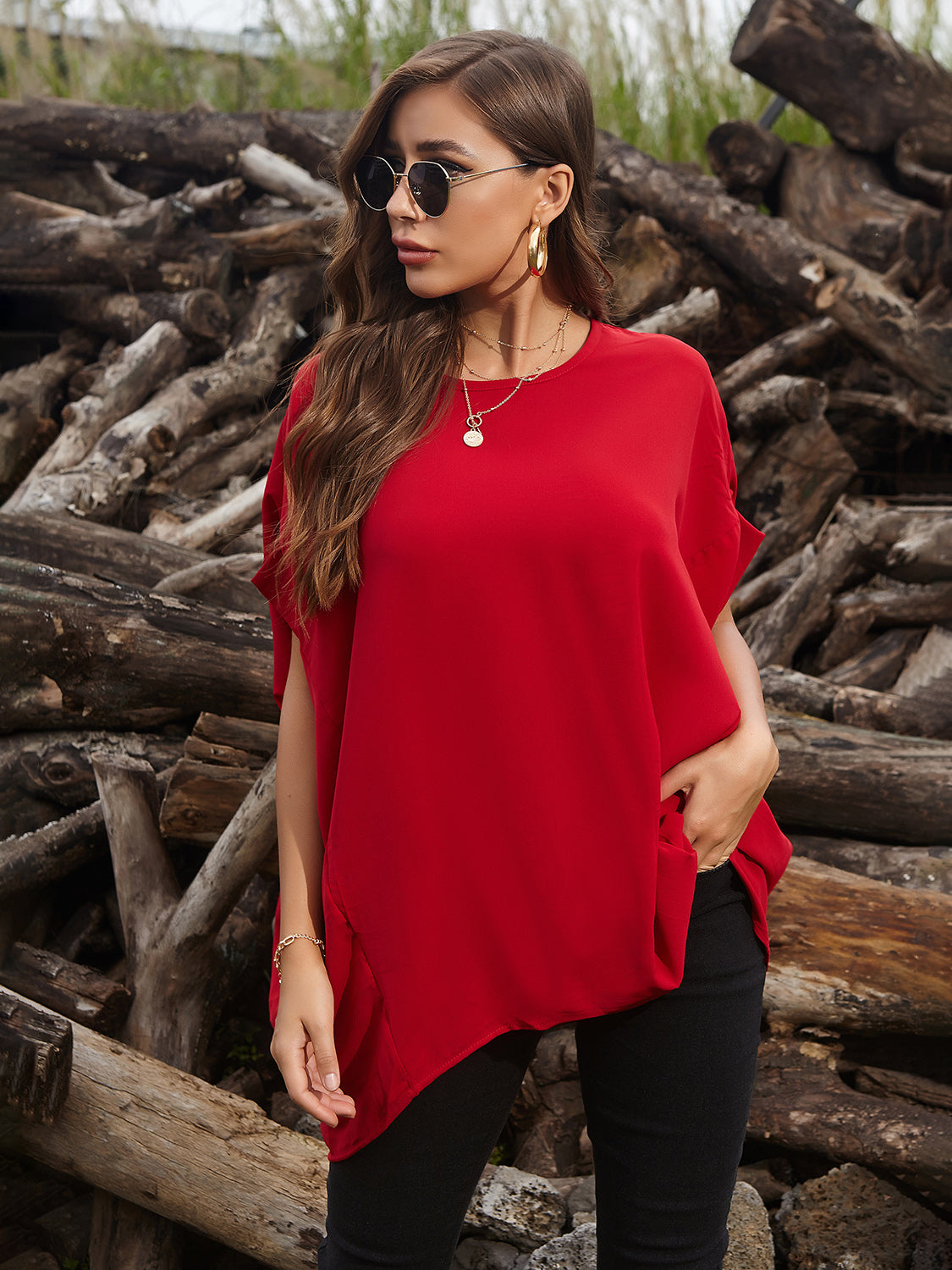 Round Neck Short Sleeve Top (multiple color options)