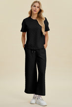 Load image into Gallery viewer, Texture Round Neck Short Sleeve Top and Pants Set  (multiple color options)
