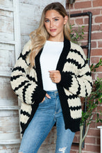 Load image into Gallery viewer, Striped Contrast Open Front Long Sleeve Cardigan
