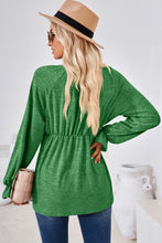 Load image into Gallery viewer, Ruched Round Neck Flounce Sleeve Blouse (multiple color options)
