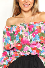Load image into Gallery viewer, Feeling Fun Floral Off-Shoulder Flounce Sleeve Layered Blouse
