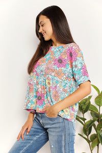 Short & Sweet Floral Round Neck Babydoll Top