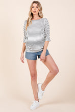 Load image into Gallery viewer, Striped Boat Neck Dolman Sleeve Top in Ivory
